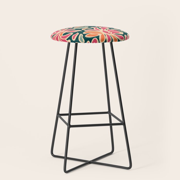Abstract vintage flower art pattern Stool Gallery Image 1
