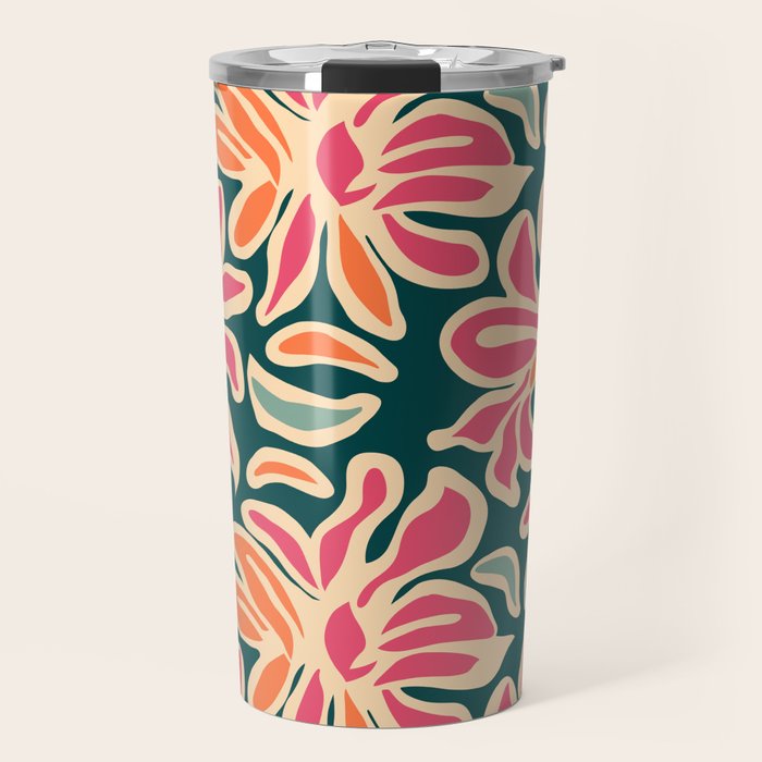 Abstract vintage flower art pattern Travel Mug Gallery Image 1