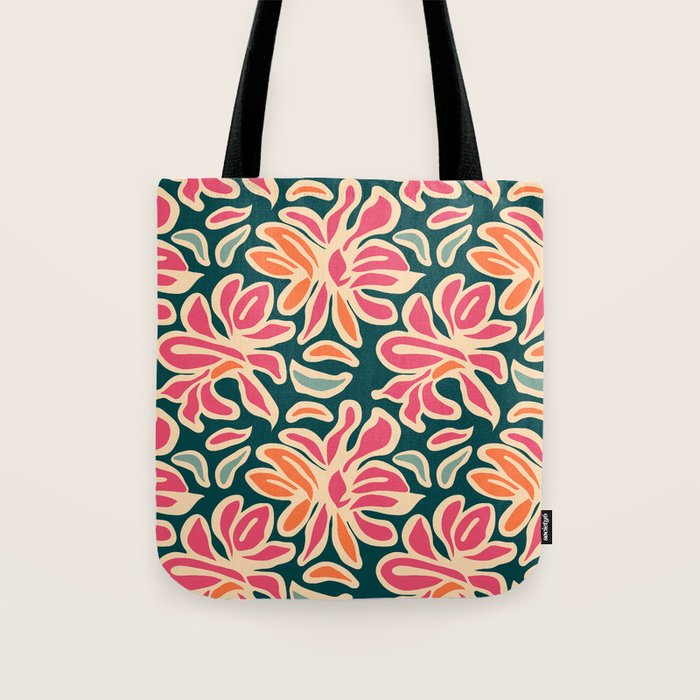 Abstract vintage flower art pattern Tote Bag Gallery Image 1