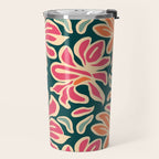 Abstract vintage flower art pattern Travel Mug Gallery Image 2