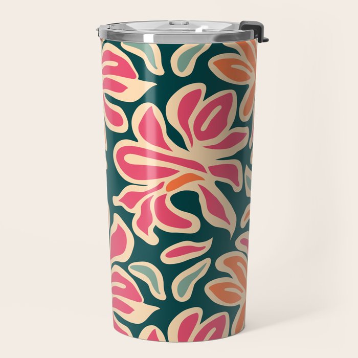 Abstract vintage flower art pattern Travel Mug Gallery Image 2