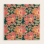 Abstract vintage flower art pattern Wood Wall Art Gallery Image 1