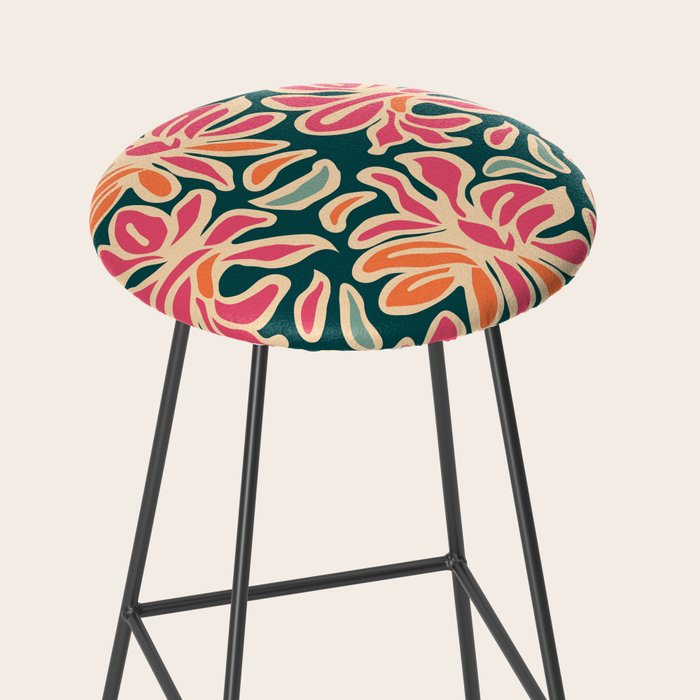 Abstract vintage flower art pattern Stool Gallery Image 2