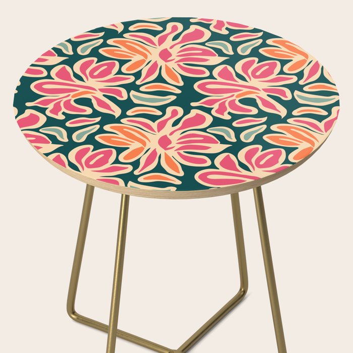 Abstract vintage flower art pattern Side Table Gallery Image 2