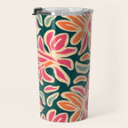 Abstract vintage flower art pattern Travel Mug Gallery Image 3