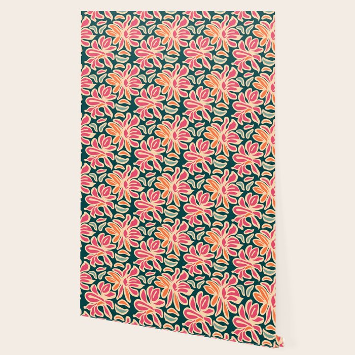 Abstract vintage flower art pattern Wallpaper Gallery Image 2