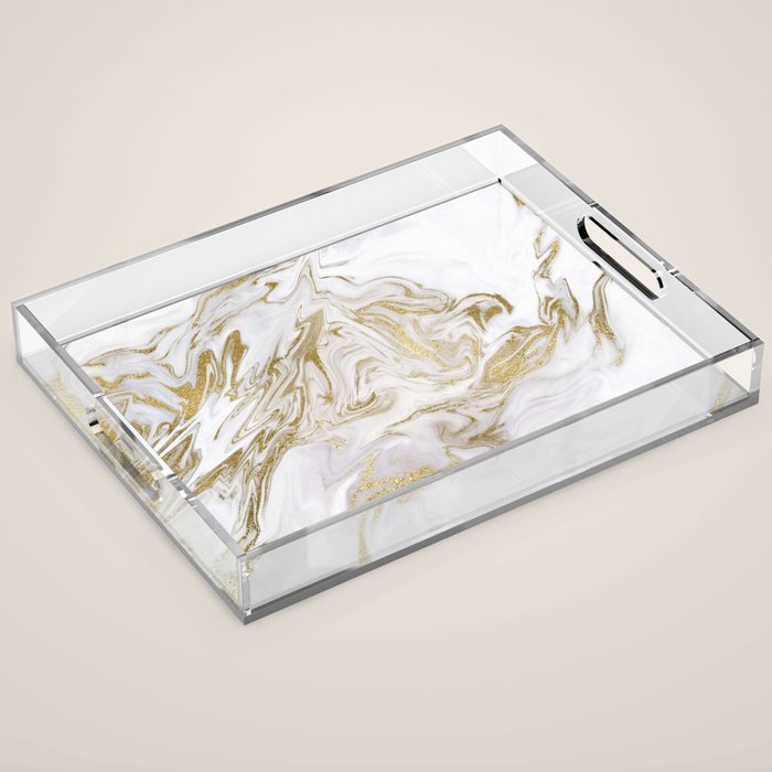 Liquid gold marble II Acrylic Tray Gallery Image 1