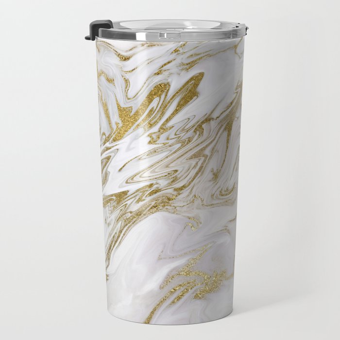 Liquid gold marble II Travel Mug Gallery Image 3