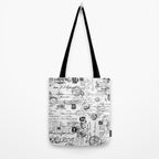 Nostalgic Message Charming Vintage Letters And Postcards Black White Pattern Tote Bag Gallery Image 2