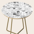 Nostalgic Message Charming Vintage Letters And Postcards Black White Pattern Side Table Gallery Image 2