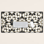 Black and white marble Moroccan mosaic Desk Mat Gallery Image 1