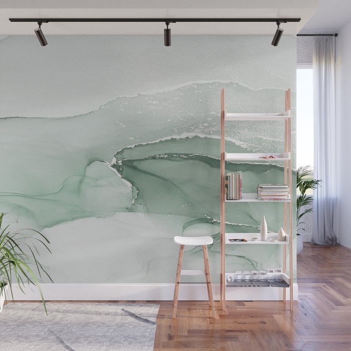 Abstract Sage Green Art Print By LandSartprints Wall Mural Gallery Image 1