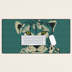 Majestic Cheetah - Bold Wildcat Design with Teal Background Desk Mat Gallery Image 1
