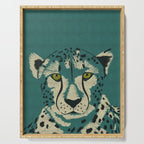 Majestic Cheetah - Bold Wildcat Design with Teal Background Serving Tray Gallery Image 1