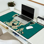 Majestic Cheetah - Bold Wildcat Design with Teal Background Desk Mat Gallery Image 2