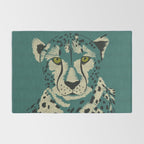 Majestic Cheetah - Bold Wildcat Design with Teal Background Rug Gallery Image 2