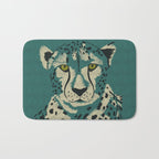 Majestic Cheetah - Bold Wildcat Design with Teal Background Bath Mat Gallery Image 1