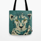 Majestic Cheetah - Bold Wildcat Design with Teal Background Tote Bag Gallery Image 1