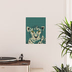 Majestic Cheetah - Bold Wildcat Design with Teal Background Poster Gallery Image 2