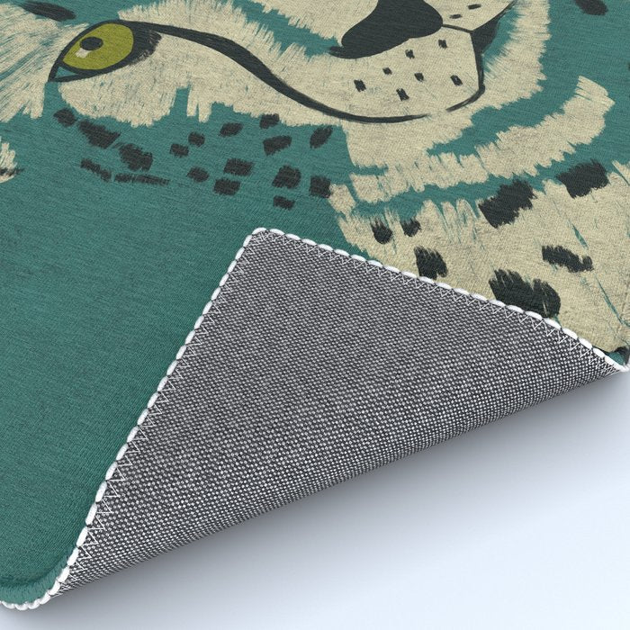Majestic Cheetah - Bold Wildcat Design with Teal Background Rug Gallery Image 4
