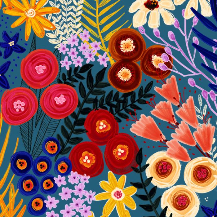 Flower Meadow Pink Yellow Orange Teal Blue Pattern Coffee Mug Gallery Image 2