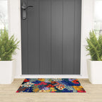 Flower Meadow Pink Yellow Orange Teal Blue Pattern Welcome Mat Gallery Image 3