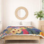 Flower Meadow Pink Yellow Orange Teal Blue Pattern Duvet Cover Gallery Image 3