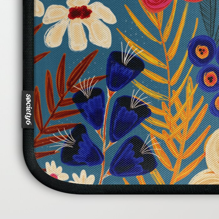 Flower Meadow Pink Yellow Orange Teal Blue Pattern Laptop Sleeve Gallery Image 3
