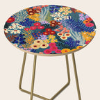 Flower Meadow Pink Yellow Orange Teal Blue Pattern Side Table Gallery Image 2
