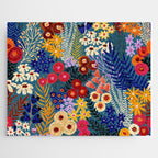 Flower Meadow Pink Yellow Orange Teal Blue Pattern Jigsaw Puzzle Gallery Image 1
