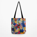 Flower Meadow Pink Yellow Orange Teal Blue Pattern Tote Bag Gallery Image 2