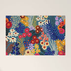 Flower Meadow Pink Yellow Orange Teal Blue Pattern Welcome Mat Gallery Image 1
