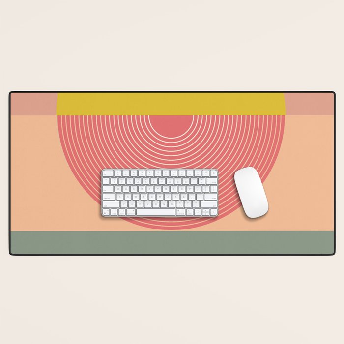 Mid Mod Geometry Abstract 1/2 - Peach Fuzz Desk Mat Gallery Image 1