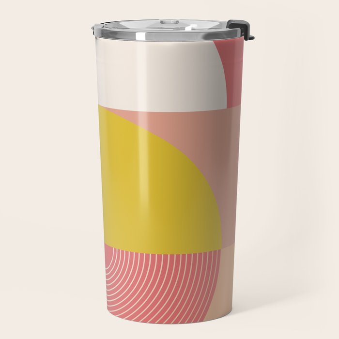 Mid Mod Geometry Abstract 1/2 - Peach Fuzz Travel Mug Gallery Image 2