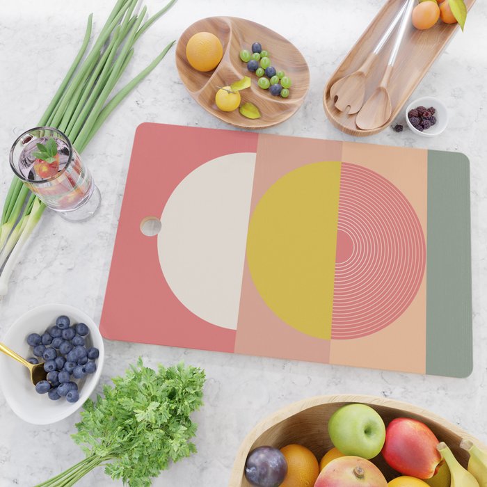 Mid Mod Geometry Abstract 1/2 - Peach Fuzz Cutting Board Gallery Image 2