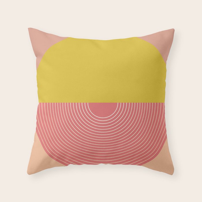 Mid Mod Geometry Abstract 1/2 - Peach Fuzz Throw Pillow Gallery Image 1