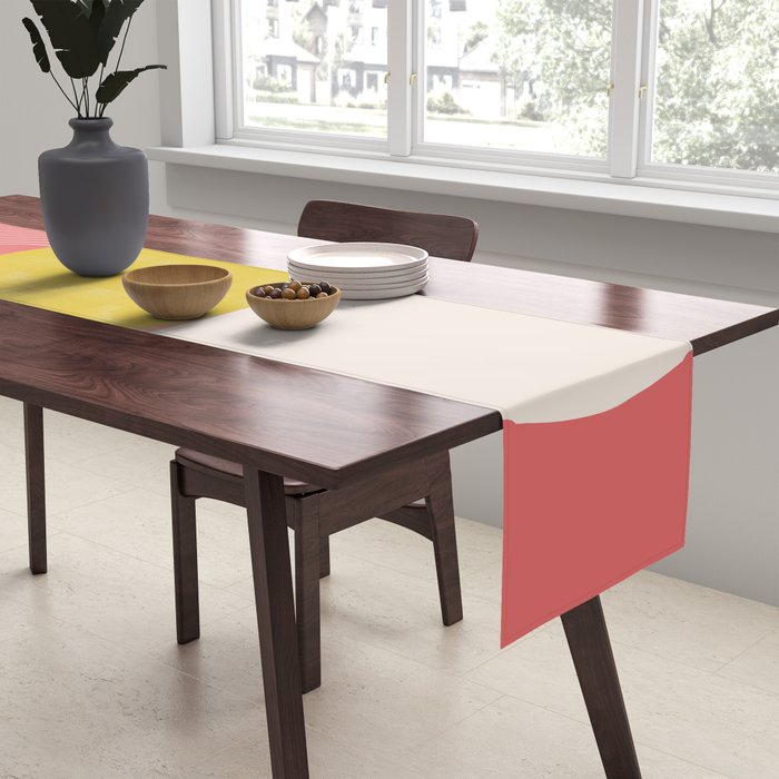 Mid Mod Geometry Abstract 1/2 - Peach Fuzz Table Runner Gallery Image 2