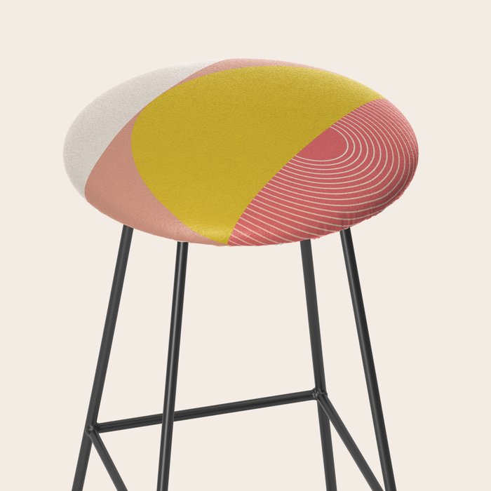 Mid Mod Geometry Abstract 1/2 - Peach Fuzz Stool Gallery Image 2
