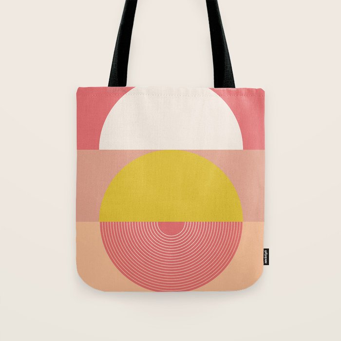 Mid Mod Geometry Abstract 1/2 - Peach Fuzz Tote Bag Gallery Image 1