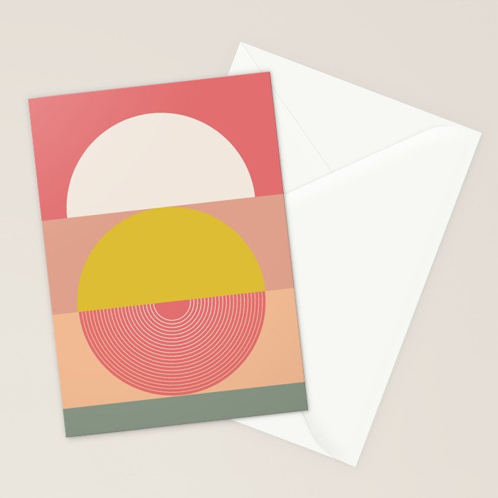 Mid Mod Geometry Abstract 1/2 - Peach Fuzz Stationery Card Gallery Image 2