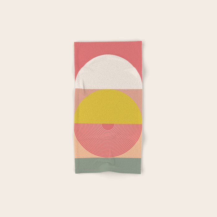 Mid Mod Geometry Abstract 1/2 - Peach Fuzz Bath Towel Gallery Image 1