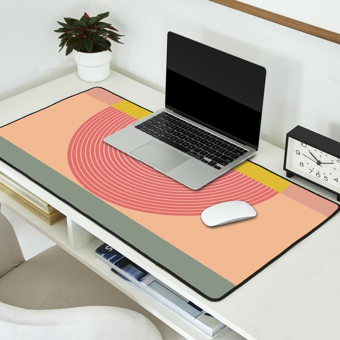 Mid Mod Geometry Abstract 1/2 - Peach Fuzz Desk Mat Gallery Image 2