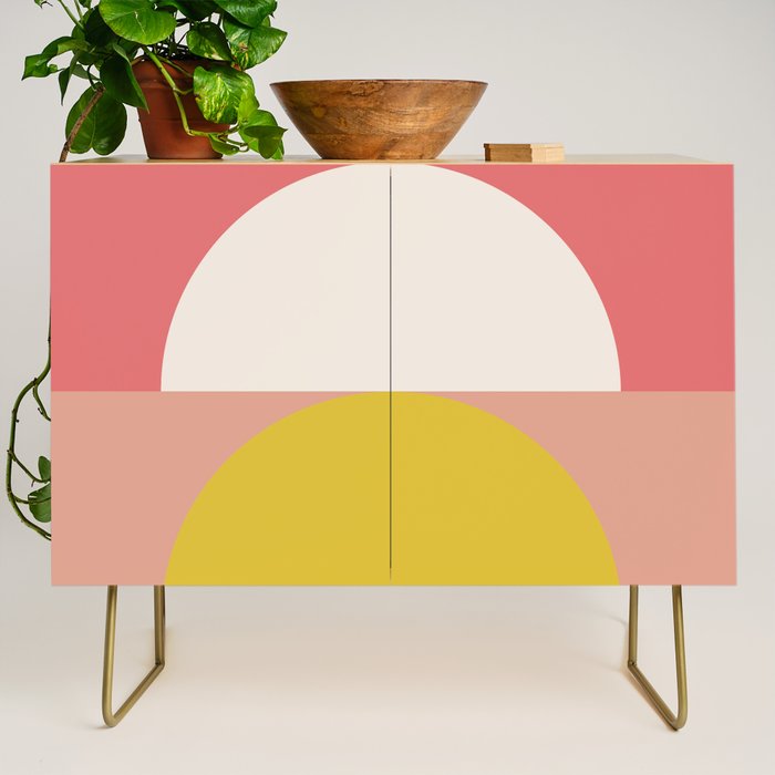 Mid Mod Geometry Abstract 1/2 - Peach Fuzz Credenza Gallery Image 1