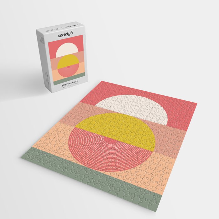 Mid Mod Geometry Abstract 1/2 - Peach Fuzz Jigsaw Puzzle Gallery Image 2