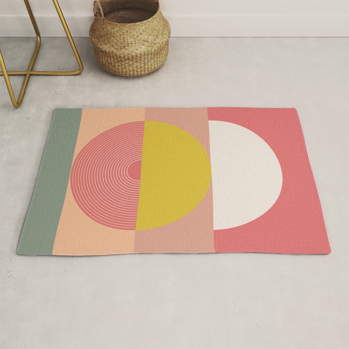 Mid Mod Geometry Abstract 1/2 - Peach Fuzz Rug Gallery Image 1