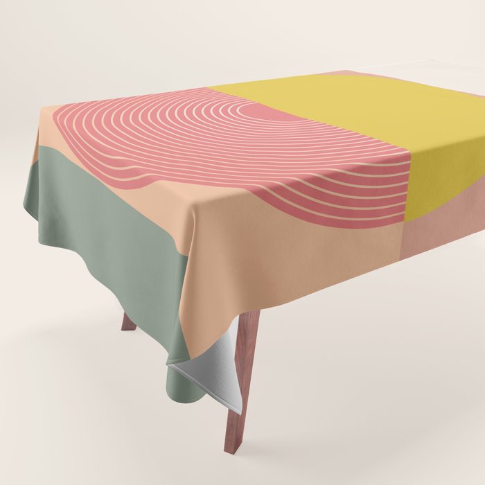 Mid Mod Geometry Abstract 1/2 - Peach Fuzz Tablecloth Gallery Image 1