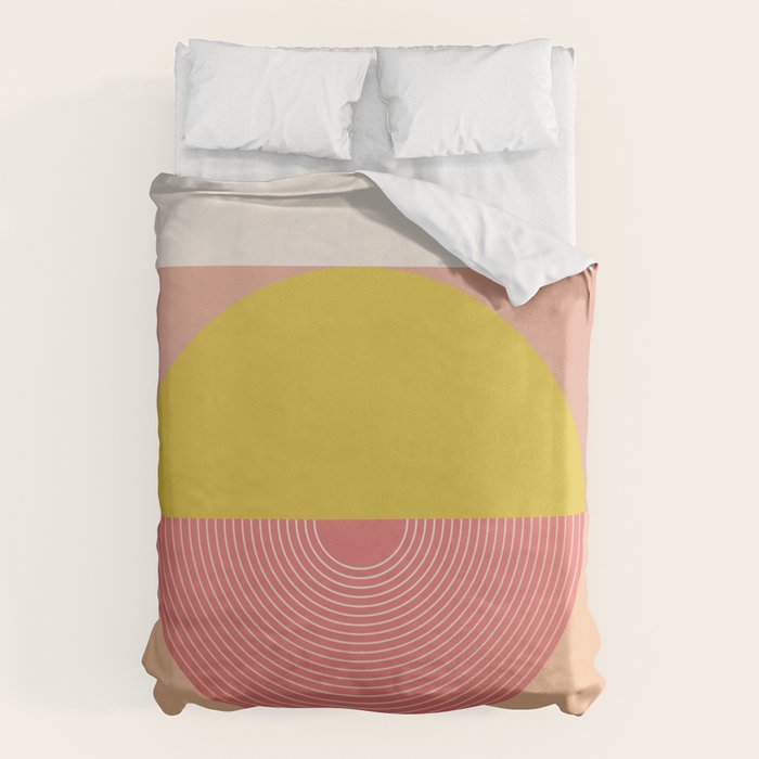 Mid Mod Geometry Abstract 1/2 - Peach Fuzz Duvet Cover Gallery Image 6