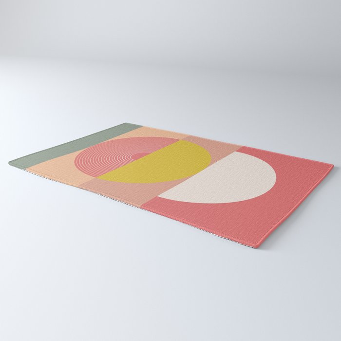 Mid Mod Geometry Abstract 1/2 - Peach Fuzz Rug Gallery Image 3