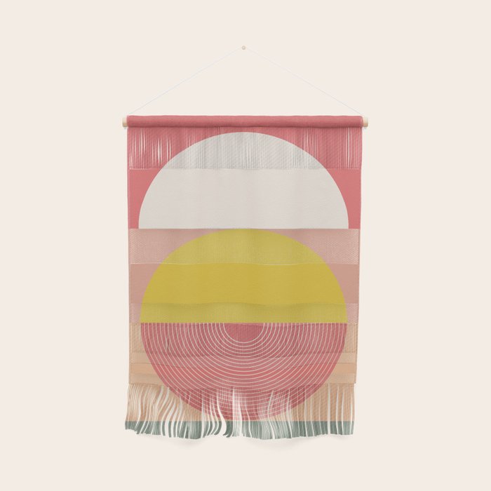 Mid Mod Geometry Abstract 1/2 - Peach Fuzz Wall Hanging Gallery Image 1
