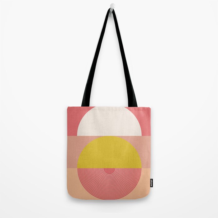 Mid Mod Geometry Abstract 1/2 - Peach Fuzz Tote Bag Gallery Image 2
